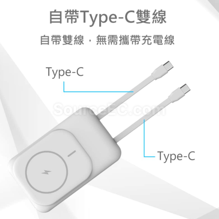 Customization Built-in Dual-Wire Digital Display Magnetic Wireless Flash Charging Power Bank (Dual Type-C, BSMI certificate) Promotional Products