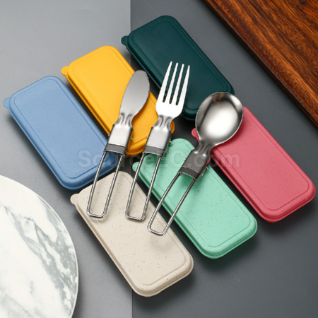 Customization 304 stainless steel folding tableware set Promotional Products