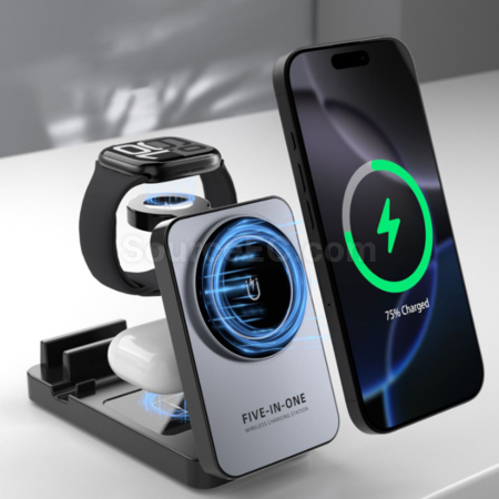 Customization Magnetic Wireless 5-in-1 Multifunctional Folding Phone Holder Promotional Products
