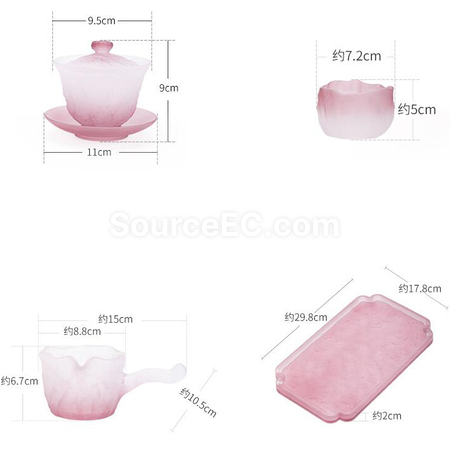 Customization Japanese Style gGazed Purple Frosted Tea Set Promotional Products