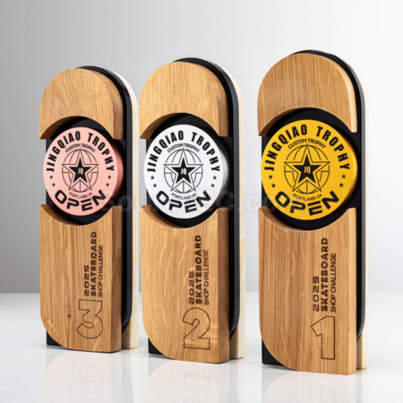 Customization Creative Solid Wood Metal Commemorative Trophy Promotional Products