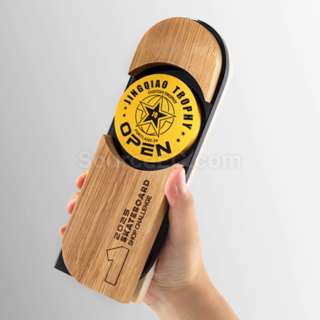 Customization Creative Solid Wood Metal Commemorative Trophy Promotional Products