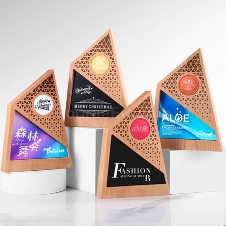 Customization Solid Wood Crystal Creative Commemorative Trophy Promotional Products