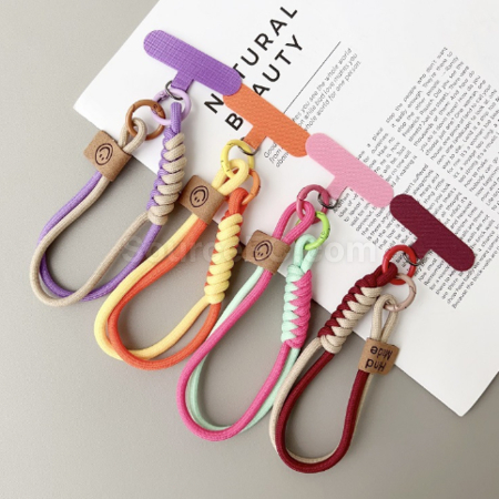 Customization Contrast color woven mobile phone lanyard keychain Promotional Products