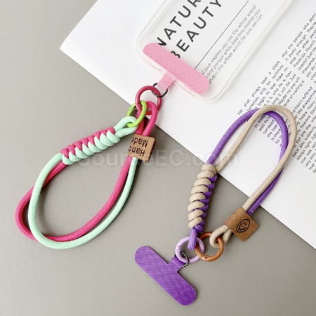 Customization Contrast color woven mobile phone lanyard keychain Promotional Products