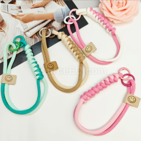 Customization Contrast color woven mobile phone lanyard keychain Promotional Products