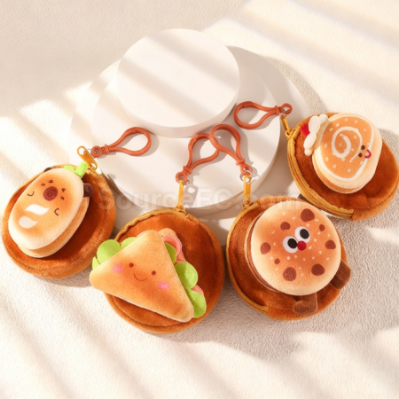 Customization Plush hamburger coin purse pendant keychain Promotional Products