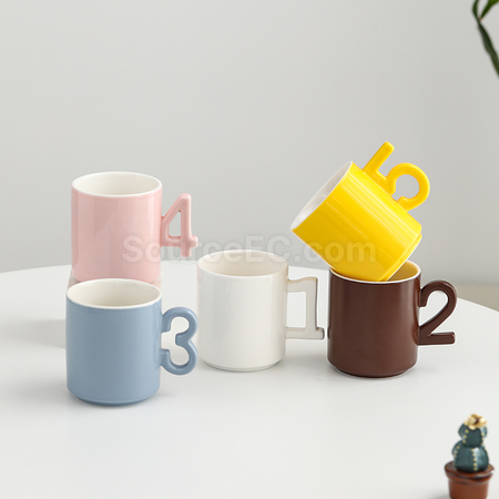 Customization Numbers handle ceramic cup Promotional Products