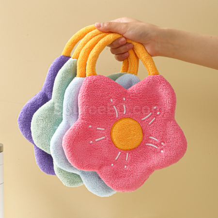Customization Coral fleece embroidered flower-shaped towel Promotional Products