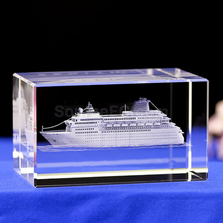 Customization 3D Engraved Cruise Ship Crystal Promotional Products