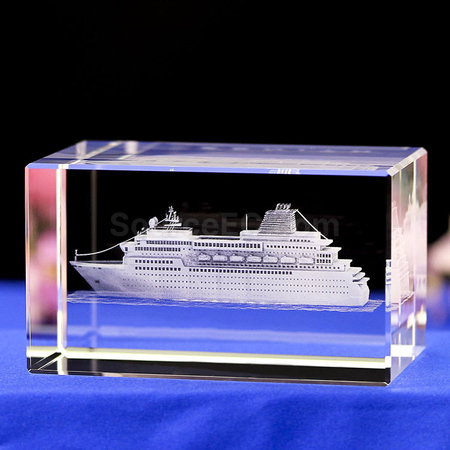 Customization 3D Engraved Cruise Ship Crystal Promotional Products