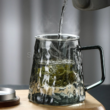 Customization Glass tea cup with separate tea and water compartments for brewing Promotional Products