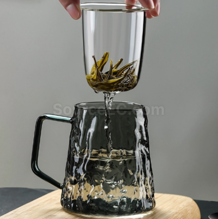 Customization Glass tea cup with separate tea and water compartments for brewing Promotional Products