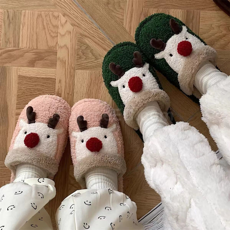 Customization Christmas Reindeer Cotton Slippers Promotional Products