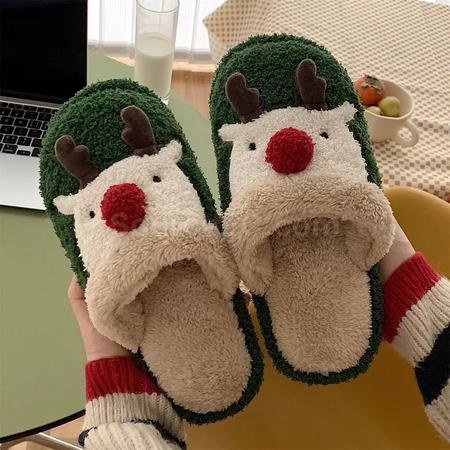 Customization Christmas Reindeer Cotton Slippers Promotional Products