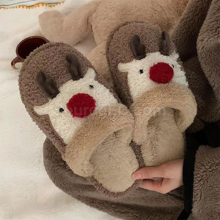 Customization Christmas Reindeer Cotton Slippers Promotional Products
