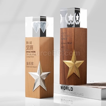 Customization Wooden Crystal Trophy Promotional Products