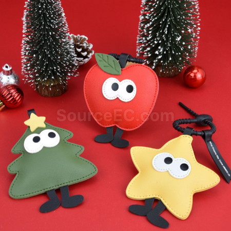 Customization PU Christmas Keychain Pendant Promotional Products