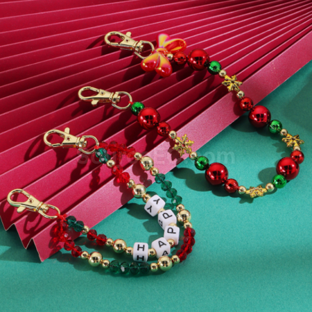 Customization Christmas keychain beaded phone chain Promotional Products