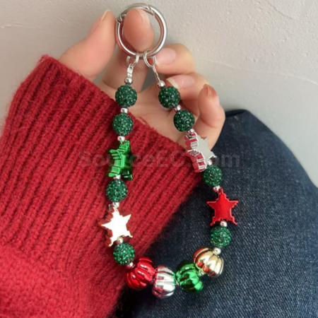 Customization Christmas keychain beaded phone chain Promotional Products