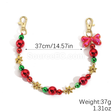 Customization Christmas keychain beaded phone chain Promotional Products