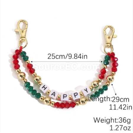 Customization Christmas keychain beaded phone chain Promotional Products