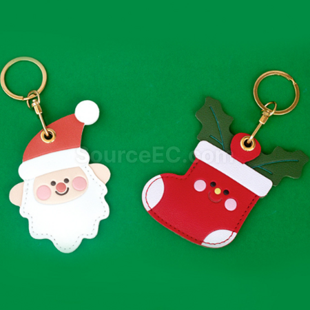 Customization Christmas Leather Keychain Access Control Card Pendant Promotional Products