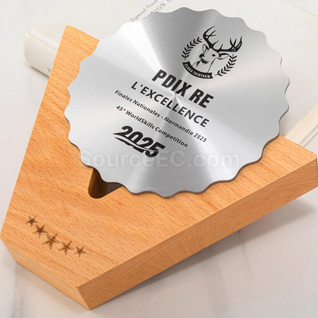 Customization Solid Wood Metal Award Promotional Products