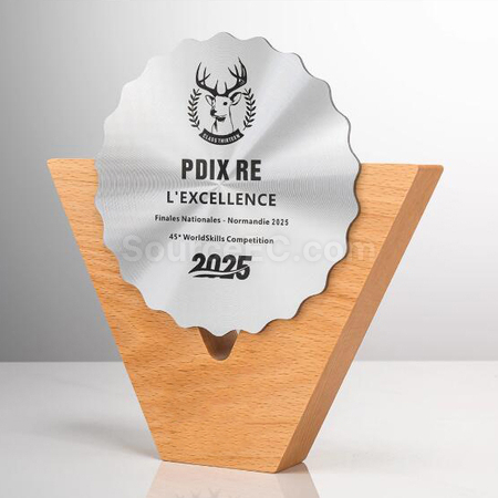 Customization Solid Wood Metal Award Promotional Products