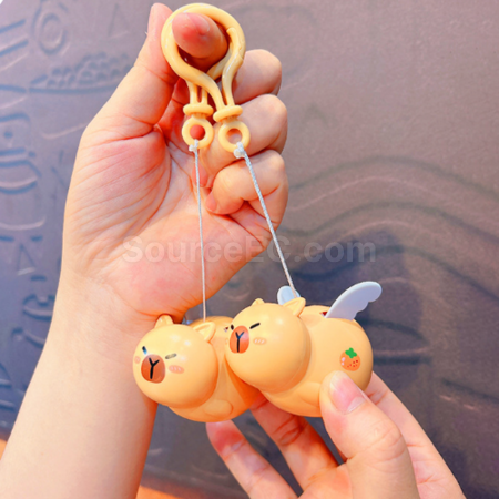 Customization Pull String Flying Capybara Stress Relief Keychain Promotional Products
