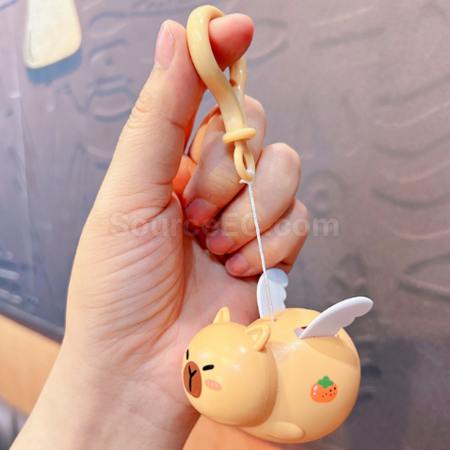 Customization Pull String Flying Capybara Stress Relief Keychain Promotional Products