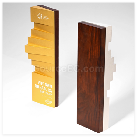 Customization Step by Step Rising Trapezoidal Metal Trophy Promotional Products