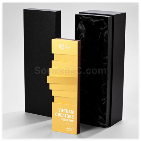 Customization Step by Step Rising Trapezoidal Metal Trophy Promotional Products