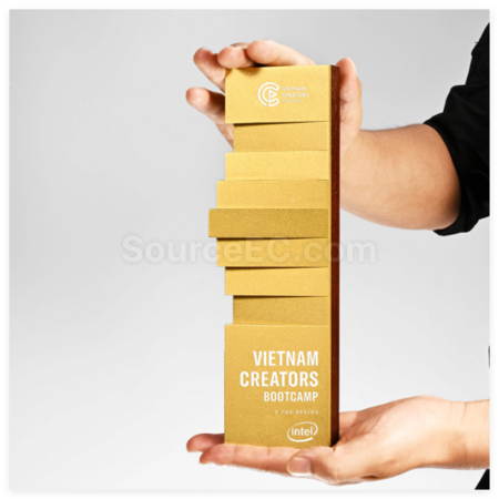 Customization Step by Step Rising Trapezoidal Metal Trophy Promotional Products