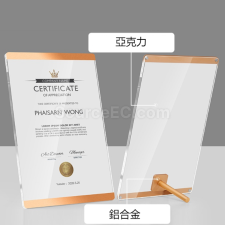 Customization Aluminum alloy bracket certificate photo frame Promotional Products