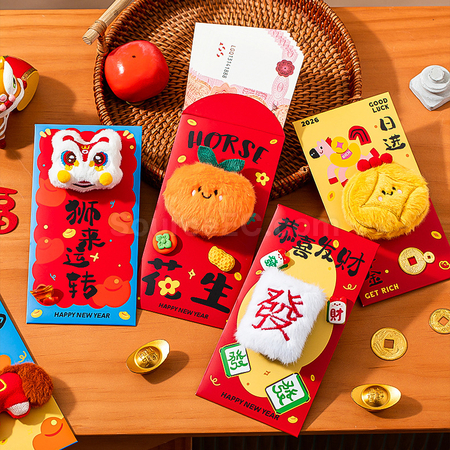Customization 3D Embroidery Plush Doll Red Envelope Promotional Products