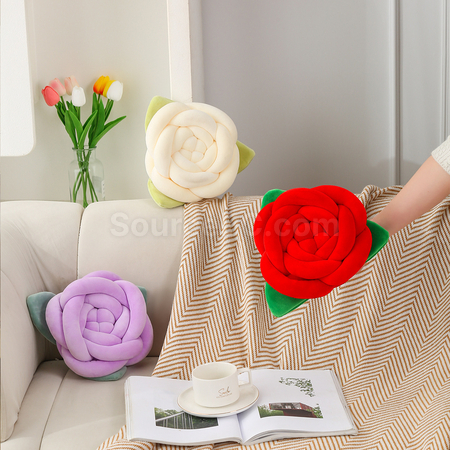 Customization Knitted And Knotted Rose Pillow Promotional Products