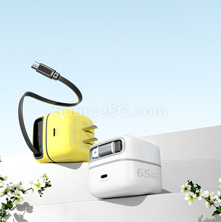 Customization 65w GaN Retractable Cable Desktop Charger Promotional Products