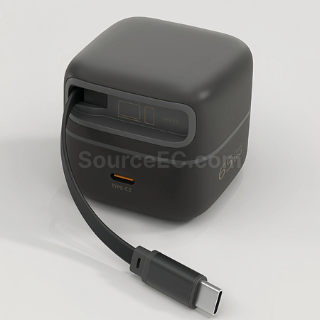 Customization 65w GaN Retractable Cable Desktop Charger Promotional Products