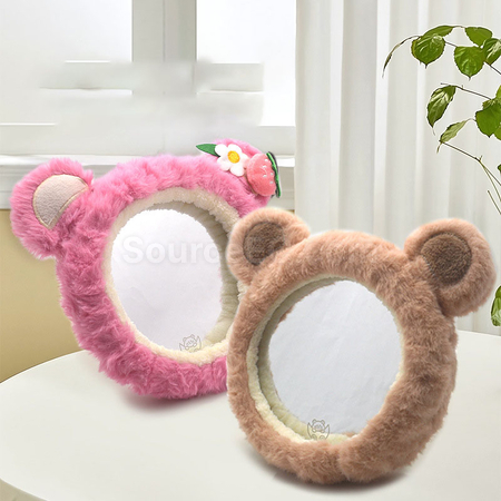 Plush desktop makeup mirror