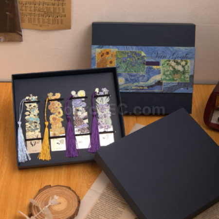 Customization Oil Painting Series Metal Bookmark Gift Box Promotional Products
