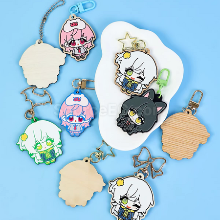 Customization Wooden rubber-like embossed keychain Promotional Products