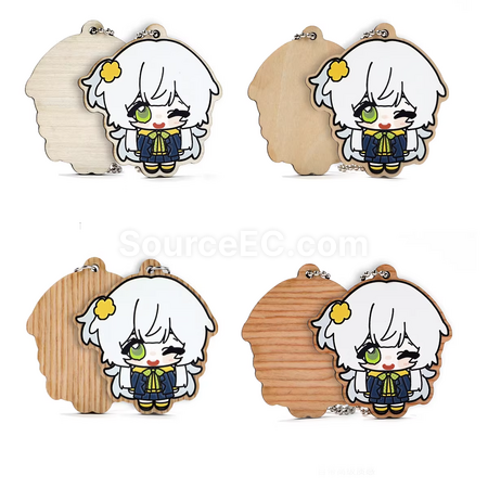 Customization Wooden rubber-like embossed keychain Promotional Products