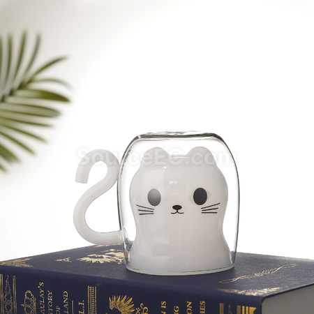 Customization Cat Double-walled Glass Cup Promotional Products