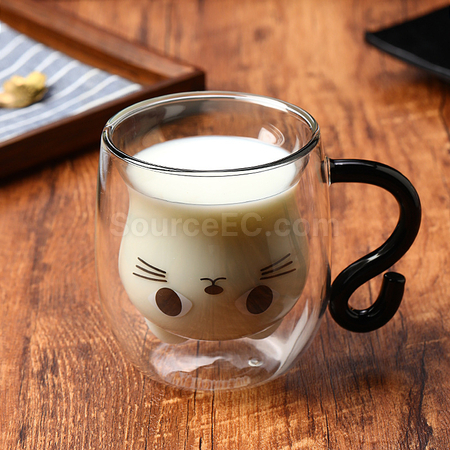 Customization Cat Double-walled Glass Cup Promotional Products