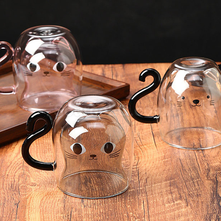 Customization Cat Double-walled Glass Cup Promotional Products