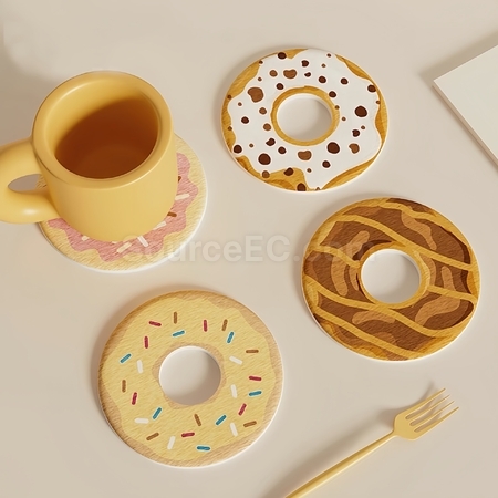 Donut-shaped diatom mud coasters