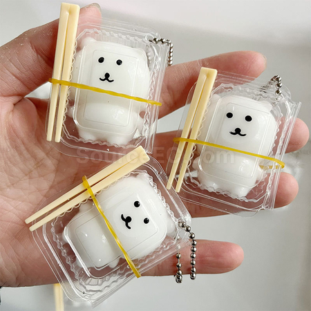 Customization Lunch Box Little Bear Squishy Keychain Stress Relief Toy Promotional Products