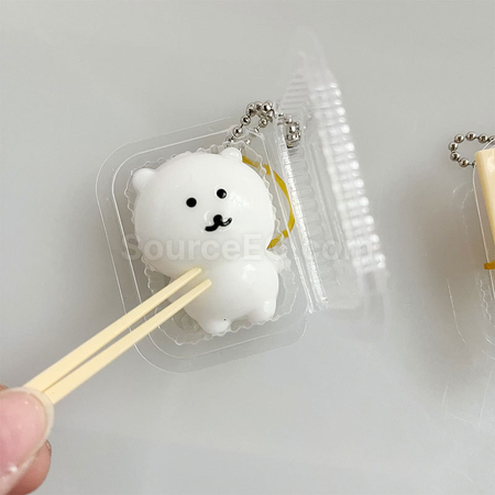 Customization Lunch Box Little Bear Squishy Keychain Stress Relief Toy Promotional Products