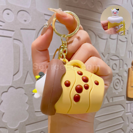 Customization Milk tea squeeze decompression toy keychain Promotional Products